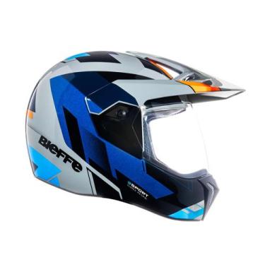 Imagem de Capacete Moto Bieffe 3Sport React Feminino Masculino, Cinza Azul Brilh