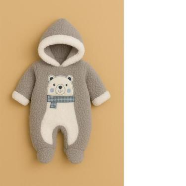 Imagem de Macacão ted bebê quentinho inverno - Moleka Sapeka, Cinza, P