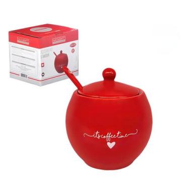 Imagem de Açucareiro Em Porcelana 350ml Vermelho Lamour Hauskraft