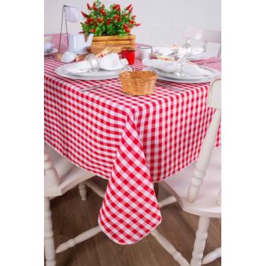 Imagem de Toalha de Mesa Quadrada em Oxford Xadrez Vermelho, 1,50 x 1,50