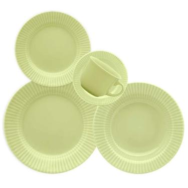 Imagem de Aparelho de Jantar Canelé 30 Peças Cerâmica Redondo para Uso Diário Verde Oxford