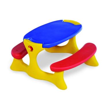 Imagem de Mesa Infantil Recreio 4 Lugares para Refeições e Atividades Coletivas Desmontável Brinquedos Bandeirante