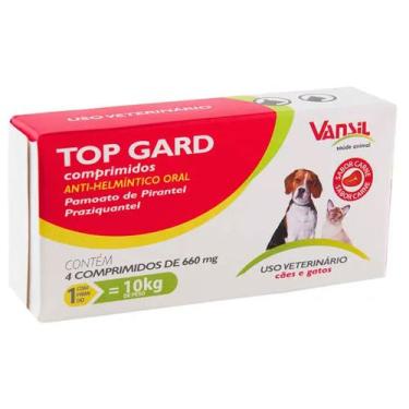 Imagem de Vermífugo Top Gard 660mg para Cães e Gatos até 10 kg com 4 Comprimidos