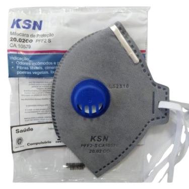 Imagem de MÁSCARA RESPIRADOR KSN 2002 CO CINZA ( Kit 10 pç) PFF2 VO, Cinza