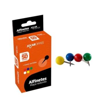 Imagem de ALFINETE MAPA REDONDO CX/50 UND JOCAR OFFICE Quantidade:Kit com 100, K
