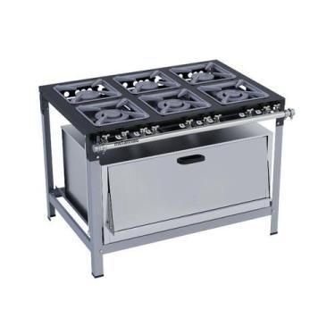 Imagem de Fogão Industrial 6 Bocas 30X30 com Super Forno Metalmaq