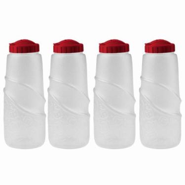 Imagem de 4 Garrafa De Água Jarra Suco Geladeira Tampa Higiênica 1 Litro - - Pan