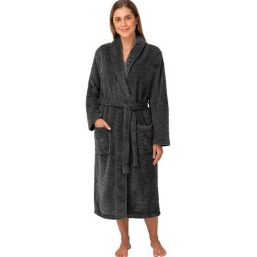 Imagem de Roupão Microfibra Flannel Relieve Extra Macio com Bolso - Tessi, M, Ci