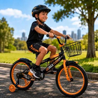 Imagem de Bicicleta Infantil Menino Turbo Aro 14 LED Rodinha LED Freio VBrake Ce