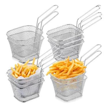 Imagem de Kit 10 Mini Cesto fritura Porções Batata Frita frango 10cm