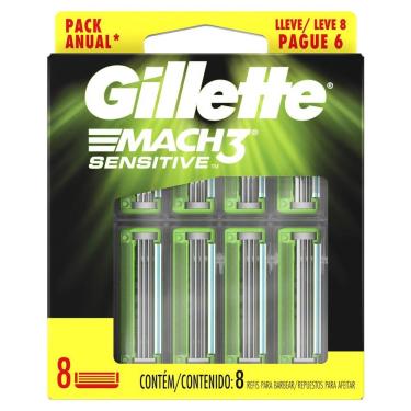 Imagem de Carga para Aparelho de Barbear Gillette Mach3 Sensitive - 8 unidades