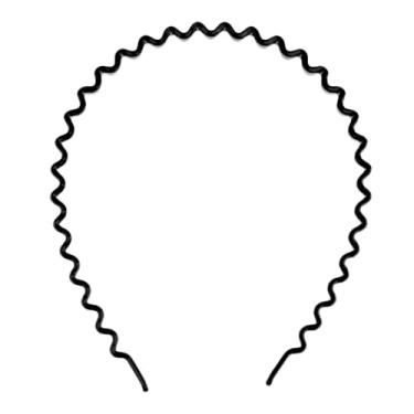 Imagem de Newmind Faixa de cabelo ondulada Alice Band lisa de resina para mulheres e homens - Preto