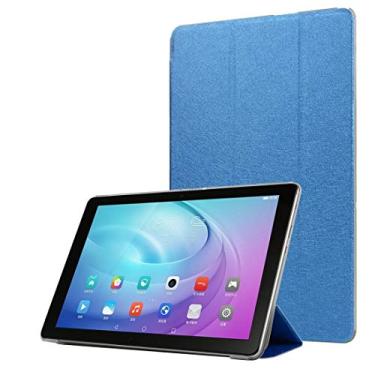 Imagem de LIYONG Capa para tablet Galaxy S6 Lite P610 TPU textura de seda três dobras horizontal capa de couro flip com compartimentos (cor: azul)