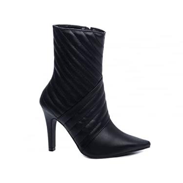 Imagem de Bota Bico Fino Feminina Cano Médio Matelassê Preto Torricella Tamanho:35;Cor:Preto;Gênero:Feminino