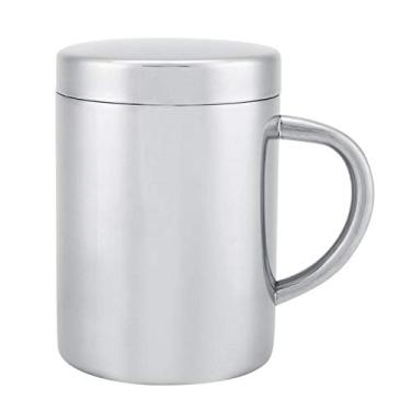 Imagem de Caneca de café de aço inoxidável com tampa, caneca térmica de parede dupla para café, leite, chá, água (G (420ml))