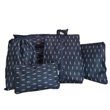 Imagem de Necessaire Organizador Mala De Viagem 7 Peças Azul/Branco