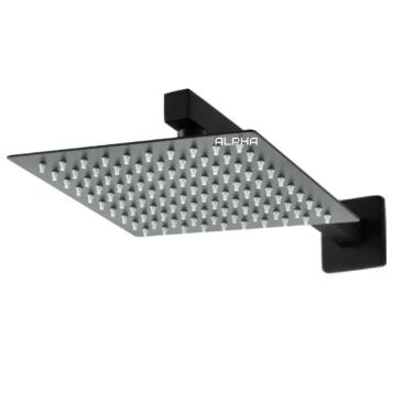 Imagem de Ducha Chuveiro Aquecedor Solar Gás Quadrado Preto 20X20Cms