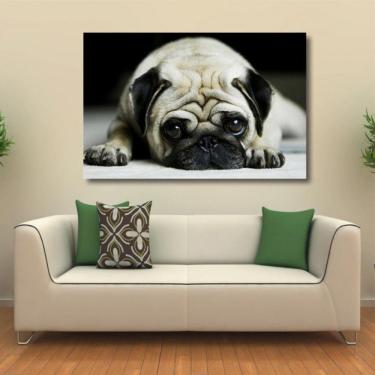 Imagem de Quadro decorativo Pug Cachorro com Tela de Tecido