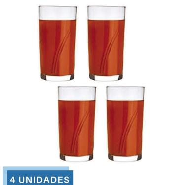 Imagem de Jogo 4 Copos Brisa 300ml Vidro Suco Agua Transparente Nadir