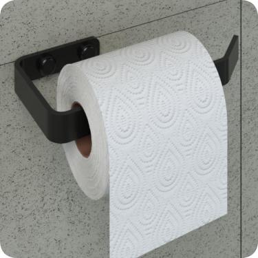 Imagem de Suporte Porta Papel Higiênico De Parede Preto Fosco Plus