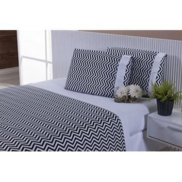 Imagem de Jogo Lençol 4 Peças Cama Viúva 2,03x1,20x30 Percal 180 Fios CHEVRON