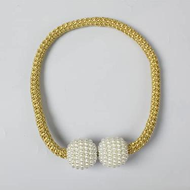 Imagem de Cortina suspensa com fivela de cortina magnética de 1 peça com fivela de bola acessórios para cortina de decoração para casa, dourada