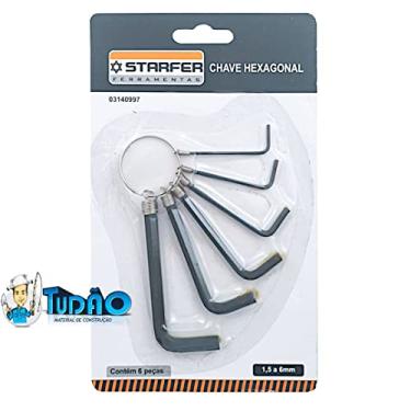 Imagem de Starfer Jogo de Chaves Hexagonais 1,5 a 6mm com 6 Peças