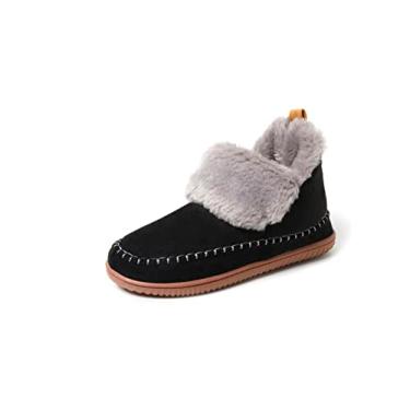 Imagem de Dearfoams Pantufa feminina Moritz aconchegante para uso interno e externo, Preto/cinza, 5-6