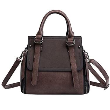 Imagem de Bolsa de mão grande com alça superior para mulheres, bolsas de couro, moda feminina, bolsa transversal, bolsa de ombro retrô, Café