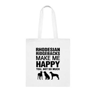 Imagem de Rhodesian Ridgebacks Make Me Happy sacola, presente para cachorro Rhodesian Ridgebacks, aniversário de cachorro Rhodesian Ridgebacks bolsa reutilizável para cachorro Rhodesian Ridgebacks, Branco
