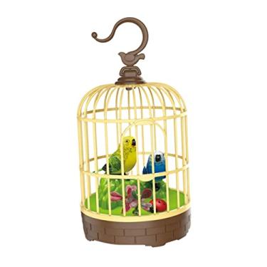 Imagem de GZYF Singing Chirping Bird in Cage Realistic Sound Activated Chirp - Green and Blue