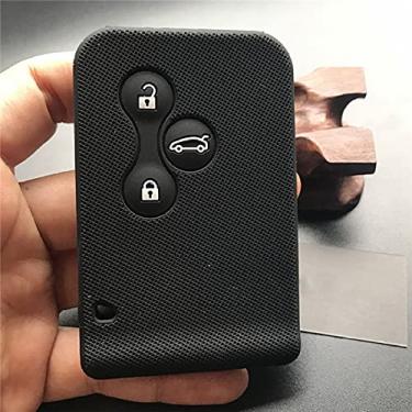 Imagem de YJADHU Capa de borracha de silicone para cartão de chave de carro 3 botões capa de chave de carro, apto para Renault Clio Megane Grand Scenic, preto