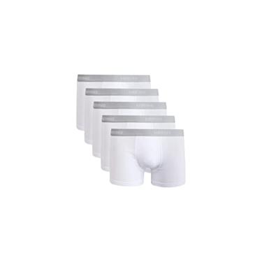 Imagem de Kit 5 Cuecas Boxer Com Elástico Personalizado Branco XXG