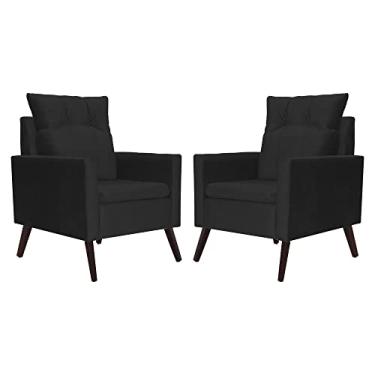 Imagem de Kit 02 Poltronas Decorativa Ligia Suede Cores - DS Estofados