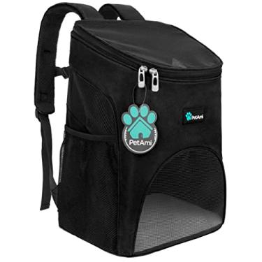 Imagem de (Black) - Premium Pet Carrier Backpack for Cats and Small Dogs by PetAmi Ventilated Design, Safety Strap, Buckle Support Designed for Travel, Hiking & Outdoor Use