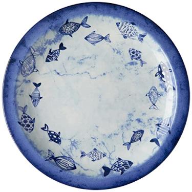 Imagem de Prato Raso Tramontina Peixes em Porcelana Decorada 28 cm