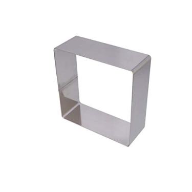 Imagem de GALPADA Cortador de biscoito quadrado retangular de bolo de lata anel de bolo quadrado de bolo moldura de bolo molde de confeitaria ferramenta de cozimento (prata 17,8 cm) cortador de biscoito