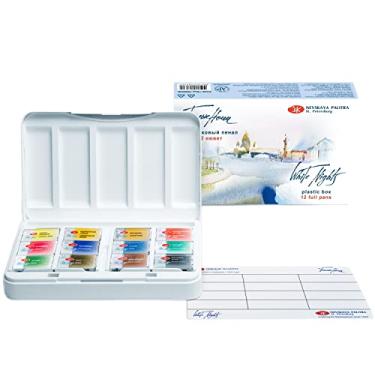 Imagem de White Nights Conjunto de tintas para aquarela Artists com 12 potes inteiros de 2,5 ml, caixa de plástico, da Nevskaya Palitra