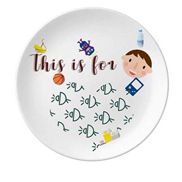 Imagem de Padrão de vedação de antena satélite placa de porcelana jantar redonda menino homem