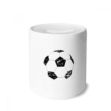 Imagem de DIYthinker Caixa de moedas de cerâmica simples preta com estampa de futebol americano para presente de cofrinho