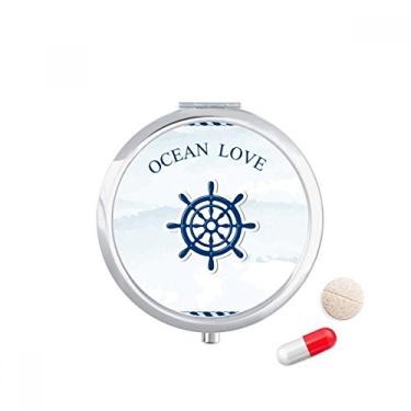 Imagem de Caixa de comprimidos azul para guardar remédios com bolso e armazenamento de medicamentos da Rudder Ocean Love Sea Sailing