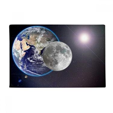 Imagem de DIYthinker Tapete para porta de banheiro com planeta branco azul e chão antiderrapante