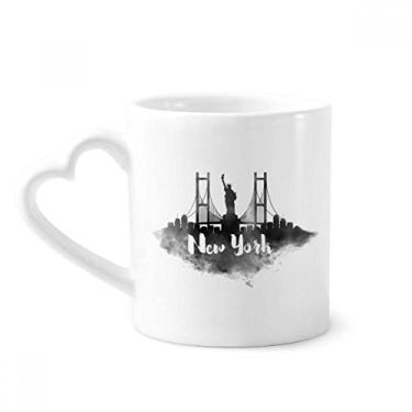 Imagem de Caneca de pintura de cidade New York America LandMark Ink Caneca de cerâmica para café copo de coração de vidro