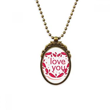 Imagem de Colar vintage com pingente de contas para o Dia dos Namorados Coração Rosa Love You