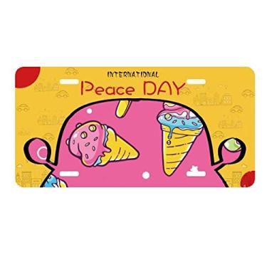 Imagem de DIYthinker Placa de licença Star Pink Sugar picolé sorvete Placa de carro Decoração Dia da Paz