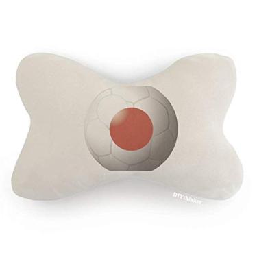 Imagem de DIYthinker Almofada de apoio de cabeça para decoração de pescoço com bandeira nacional do Japão futebol americano