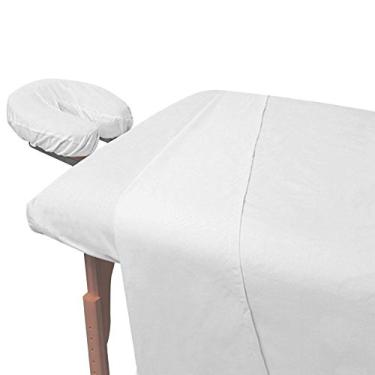 Imagem de Lençol com elástico para massagem e spa para mesas portáteis, branco, qualidade premium preferida por profissionais na indústria de massagem e spa, 190 fios Percale da Atlas, Branco, 3