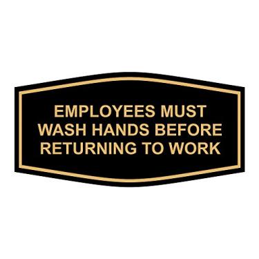 Imagem de Letreiro Esportivo Essencial de Lavar as Mãos Antes de Voltar ao Trabalho, Black/Gold, 6" x 3" - Small