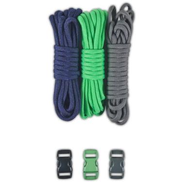Imagem de PARACORD PLANET Kits de artesanato tipo III de 250 kg com fivelas, 9,5 m, Seahawks