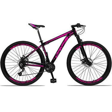 Imagem de Bicicleta Aro 29 Drais 21V Câmbios e Trocador Shimano Freio a Disco MTB PRETO+ROSA 19